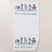 NYCニューヨークシティハヌカーハヌカー（ユダヤ教の祭り）ホリデー ビーチタオル (正面)