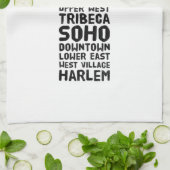 NYCニューヨークシティブラック&ホワイトネイバーズ キッチンタオル (折り畳み)