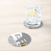 Nycニューヨークシティブルックリンブリッジイエロータクシー ラウンドペーパーコースター (インサイチュ)