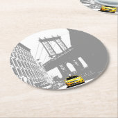 Nycニューヨークシティブルックリンブリッジイエロータクシー ラウンドペーパーコースター (アングル)