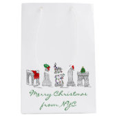 NYCニューヨークシティホリデーからのメリークリスマス ミディアムペーパーバッグ (正面)