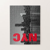 NYCニューヨークシティマンハッタンナイト白黒 ジグソーパズル (縦)