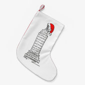 NYCニューヨークシティ超高層ビルレッドサンタクリスマス スモールクリスマスストッキング (正面 (吊り時))