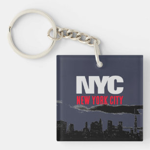 NYCニューヨークシティUSAレトロヴィンテージネイビーブルー キーホルダー