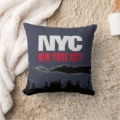 NYCニューヨークシティUSAレトロヴィンテージネイビーブルー クッション (ブランケット)