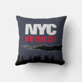 NYCニューヨークシティUSAレトロヴィンテージネイビーブルー クッション (裏面)