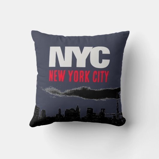 NYCニューヨークシティUSAレトロヴィンテージネイビーブルー クッション (裏面)