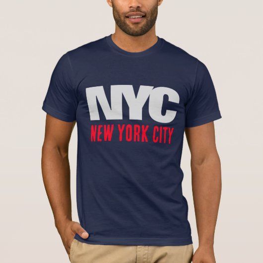 NYCニューヨークシティUSAレトロヴィンテージネイビーブルー Tシャツ (正面)