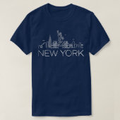 NYCニューヨーク市の自由の鳥のスカイラインの像 Tシャツ (デザイン正面)