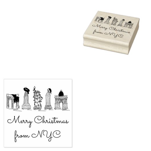 NYCニューヨーク市クリスマスアートよりメリークリスマス ラバースタンプ (押印)
