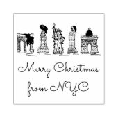 NYCニューヨーク市クリスマスアートよりメリークリスマス ラバースタンプ (インプリント)
