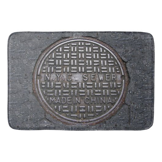 NYCニューヨーク市下水道カバー再生ノベルティ バスマット (正面)