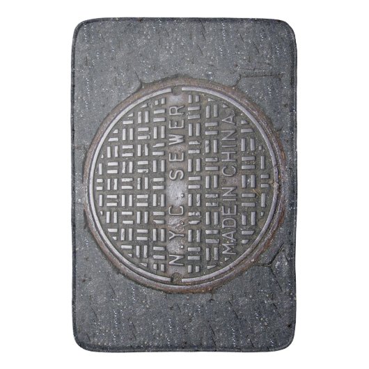 NYCニューヨーク市下水道カバー再生ノベルティ バスマット (正面縦)