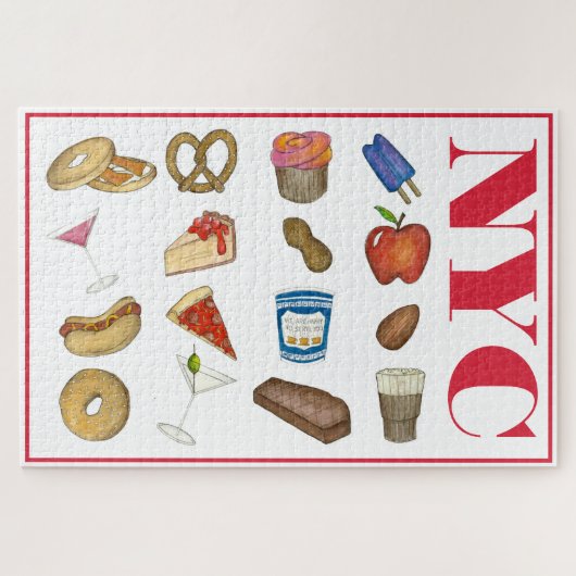 NYCニューヨーク市食品ピザプレツェルチーズケーキ ジグソーパズル (横)