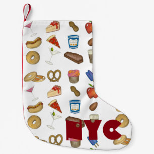 NYCニューヨーク市食品プレッツェルピザベーゲルステーキ スモールクリスマスストッキング