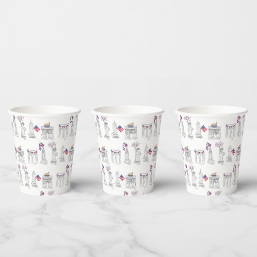 NYCニューヨーク市7月4日アメリカ愛国花火 紙コップ (複数)