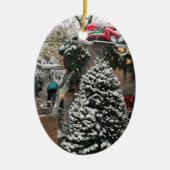 NYCニューヨーク・シティ・ツリー・スタンドからのメリークリスマス セラミックオーナメント (正面)