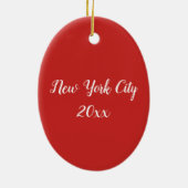 NYCニューヨーク・シティ・ツリー・スタンドからのメリークリスマス セラミックオーナメント (裏面)