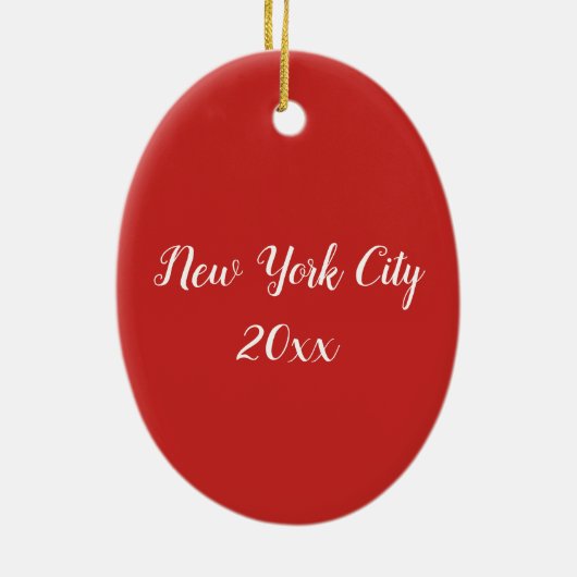 NYCニューヨーク・シティ・ツリー・スタンドからのメリークリスマス セラミックオーナメント (裏面)