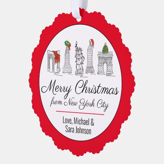 NYCニューヨーク・シティ・ランドマークスよりメリークリスマス オーナメントカード (左)