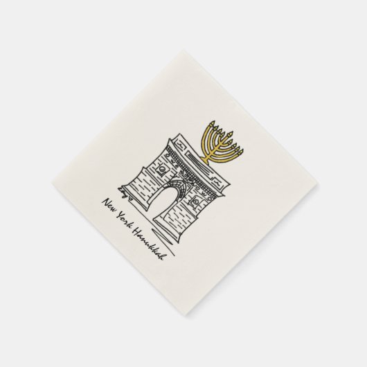 NYCハヌッカワシントンスクエアアーチ(ユダヤ教)メノラー スタンダードカクテルナプキン (角)