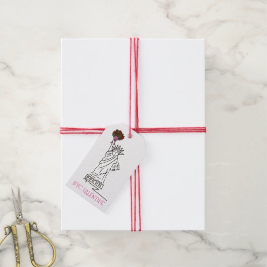 NYCバレンタイン自由の像バラギフトラベル ギフトタグ (より糸付き)