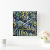 NYCファイアエスケープアーポップ・アートのトモダンラウンドまたはスクエア スクエア壁時計 (ホーム)