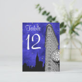 NYCフラティロンスカイラインシルエットBl Stテーブル番号 ポストカード (スタンド正面)