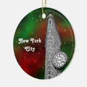 NYCフラティロン建物レッドグランスタークリスマス セラミックオーナメント (左)