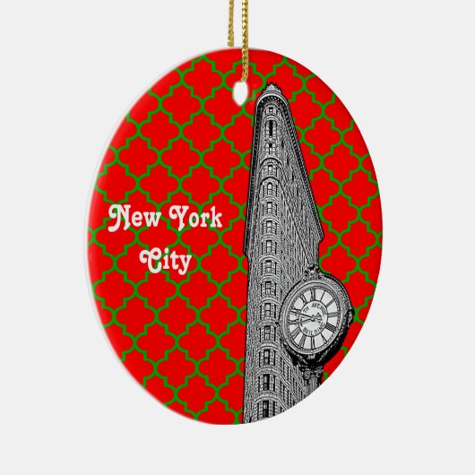 NYCフラティロン建物レッドグレンクローバークリスマス セラミックオーナメント (右)