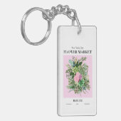 NYCフラワーマーケットハーレムピンク緑キーチェーン キーホルダー (正面左)