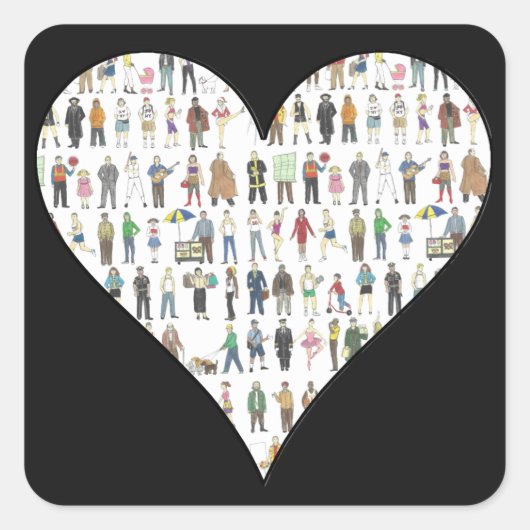 NYCブラックハートの人々New York Stickers スクエアシール (正面)