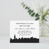 NYCブラックワイドスカイラインシルエット#2日付を保存 案内ポストカード (スタンド正面)