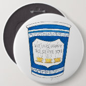 NYCブルーギリシャのダイナーコーヒーカップを提供する幸せ 缶バッジ (正面&裏面)