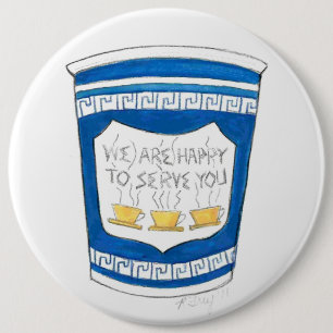 NYCブルーギリシャのダイナーコーヒーカップを提供する幸せ 缶バッジ