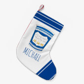 NYCブルーギリシャのデリコーヒーカップを提供して嬉しい スモールクリスマスストッキング (正面 (吊り時))