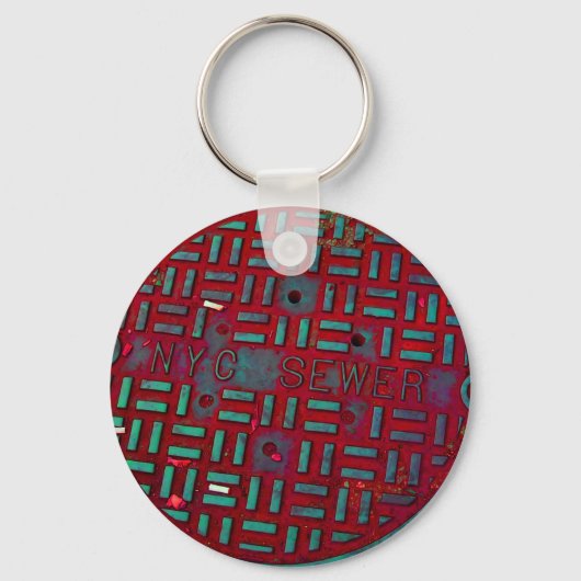 NYCブロードウェイ通りマンホール蓋 キーホルダー (正面)