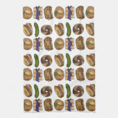 NYCユダヤ人デリ食品ピックルブラインツベーゲルニッシュロックス キッチンタオル (縦)