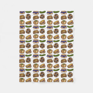 NYCユダヤ教デリーフーズBagel Reuben Blintz Knish フリースブランケット