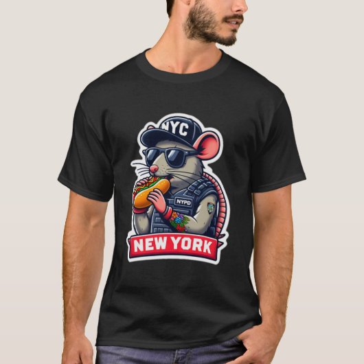 NYCラット食べ物のホットドッグ2 Tシャツ (正面)