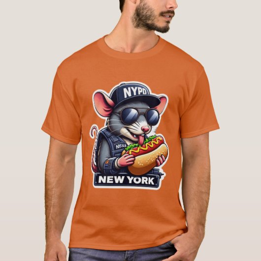 NYCラット食べ物のホットドッグ9 Tシャツ (正面)