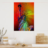 NYCレインボーサイケデリックカラー自由像1R ポスター (キッチン)