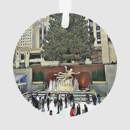 NYCロックフェラーの木のスケートリンクのクリスマス オーナメント (裏面)