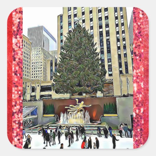 NYCロックフェラーセンターアイススケートで滑るリンク スクエアシール (正面)