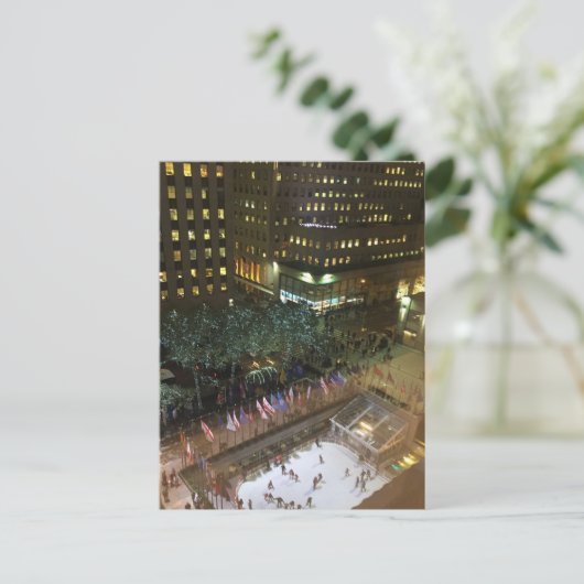 NYCロックフェラーセンタークリスマスアイススケートで滑るリンク シーズンポストカード (スタンド正面)