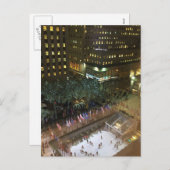 NYCロックフェラーセンタークリスマスアイススケートで滑るリンク シーズンポストカード (正面/裏面)