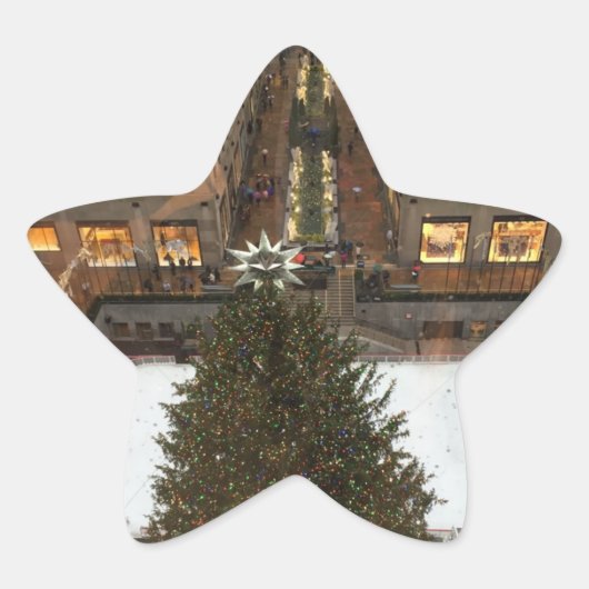 NYCロックフェラーセンタークリスマスツリースケートで滑るリンク 星シール (正面)