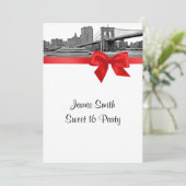 NYCワイドスカイラインエッチングBB BWレッドSweet sixteen 招待状 (スタンド正面)