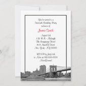 NYCワイドスカイラインエッチングBB BWレッドSweet sixteen 招待状 (裏面)