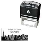 NYCワイドスカイラインエッチングBWアドレスゴムスタンプ セルフインキングスタンプ (インサイチュ)